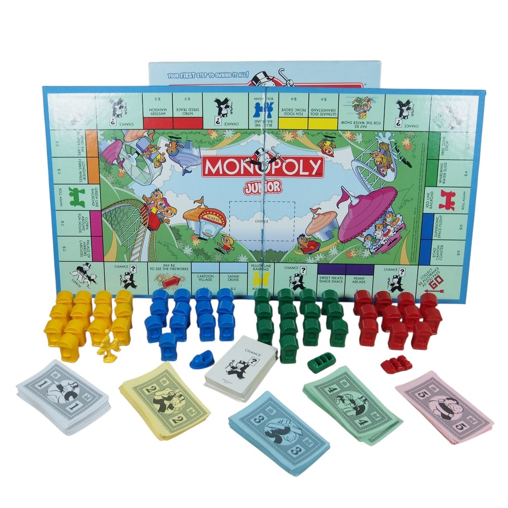 Monopoly Junior Board Game 2-4 Players Ages 5-8 Complete Set Family Fun